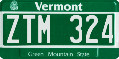 VT license plate ZTM324