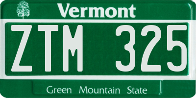 VT license plate ZTM325
