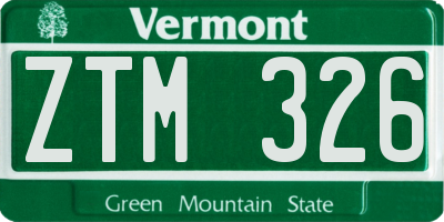VT license plate ZTM326