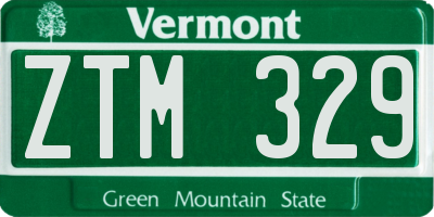 VT license plate ZTM329