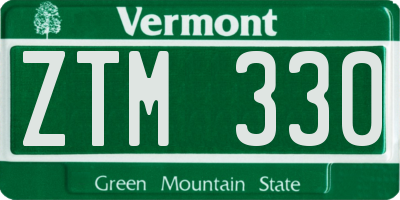 VT license plate ZTM330