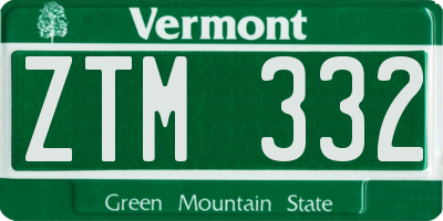 VT license plate ZTM332