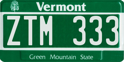 VT license plate ZTM333