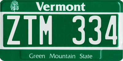 VT license plate ZTM334