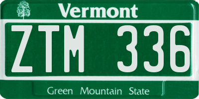 VT license plate ZTM336