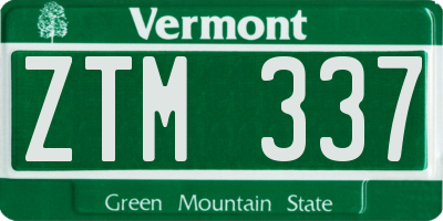 VT license plate ZTM337