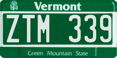 VT license plate ZTM339