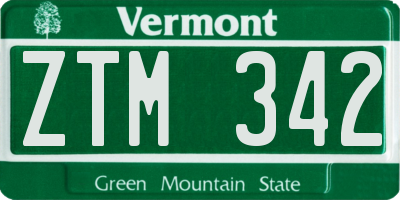 VT license plate ZTM342