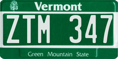 VT license plate ZTM347