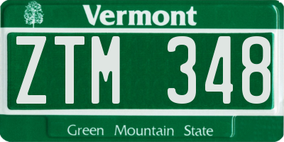 VT license plate ZTM348