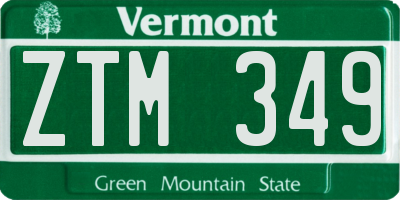 VT license plate ZTM349