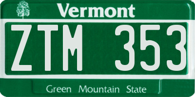 VT license plate ZTM353