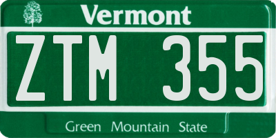 VT license plate ZTM355