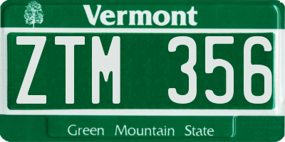 VT license plate ZTM356