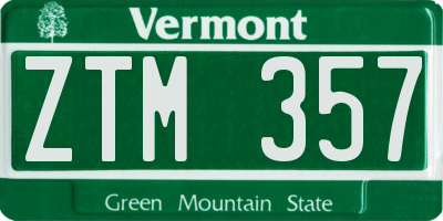 VT license plate ZTM357