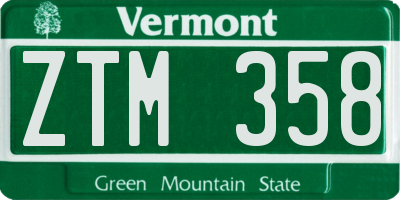 VT license plate ZTM358