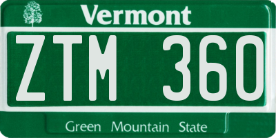 VT license plate ZTM360
