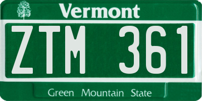 VT license plate ZTM361