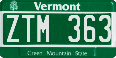 VT license plate ZTM363
