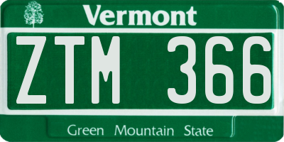VT license plate ZTM366