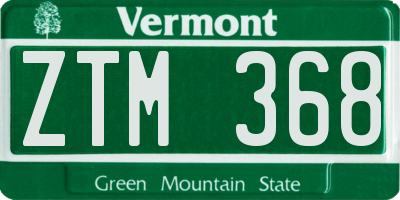 VT license plate ZTM368