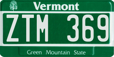 VT license plate ZTM369