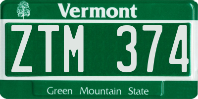 VT license plate ZTM374