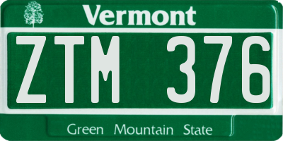 VT license plate ZTM376