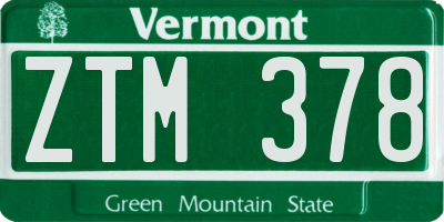 VT license plate ZTM378