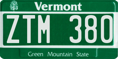 VT license plate ZTM380