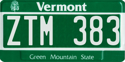 VT license plate ZTM383