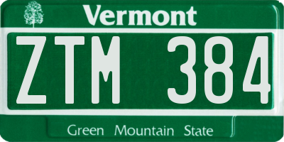 VT license plate ZTM384