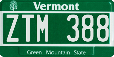 VT license plate ZTM388