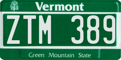 VT license plate ZTM389
