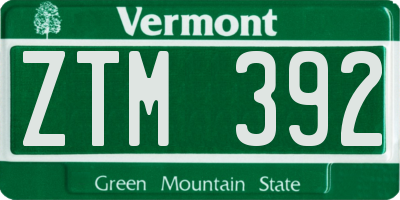 VT license plate ZTM392