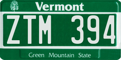 VT license plate ZTM394