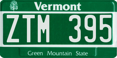 VT license plate ZTM395