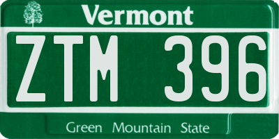 VT license plate ZTM396