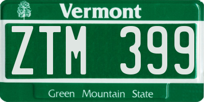 VT license plate ZTM399