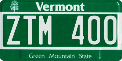 VT license plate ZTM400