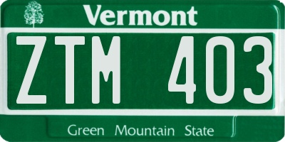 VT license plate ZTM403