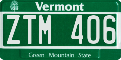 VT license plate ZTM406