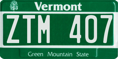 VT license plate ZTM407