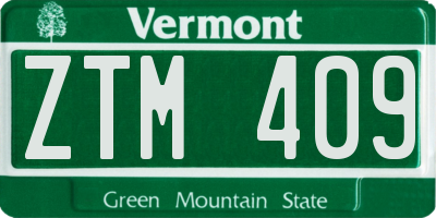 VT license plate ZTM409