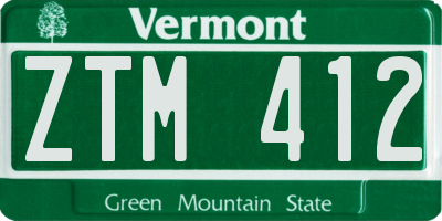 VT license plate ZTM412