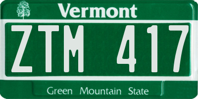 VT license plate ZTM417