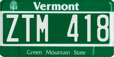 VT license plate ZTM418