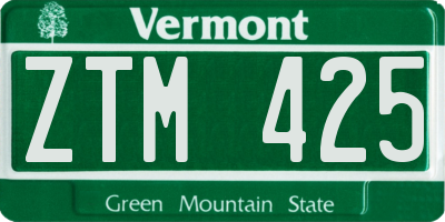 VT license plate ZTM425