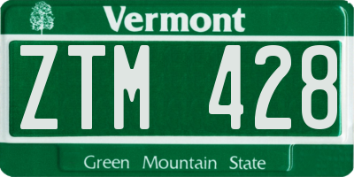 VT license plate ZTM428