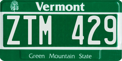 VT license plate ZTM429